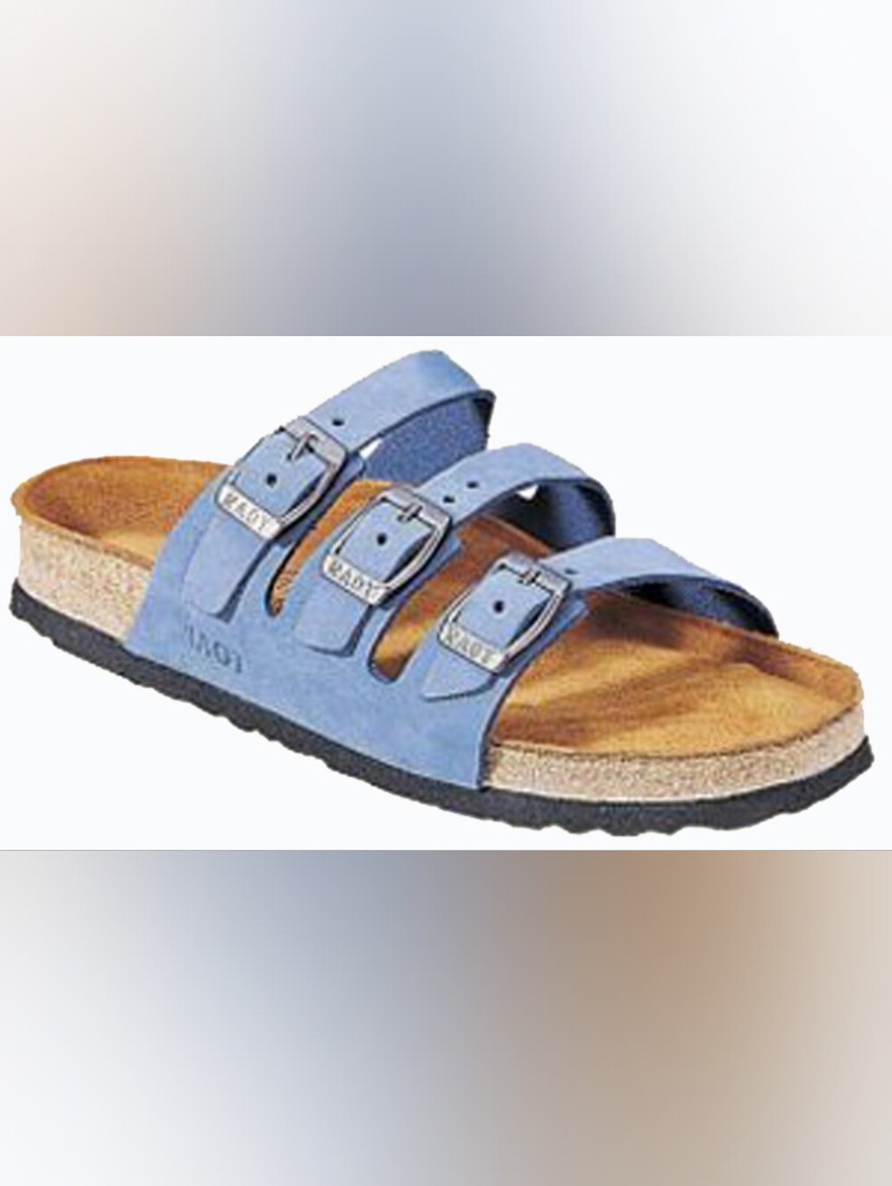 Brand New Naot Blue Triple-Strap Suede Slide Sandals